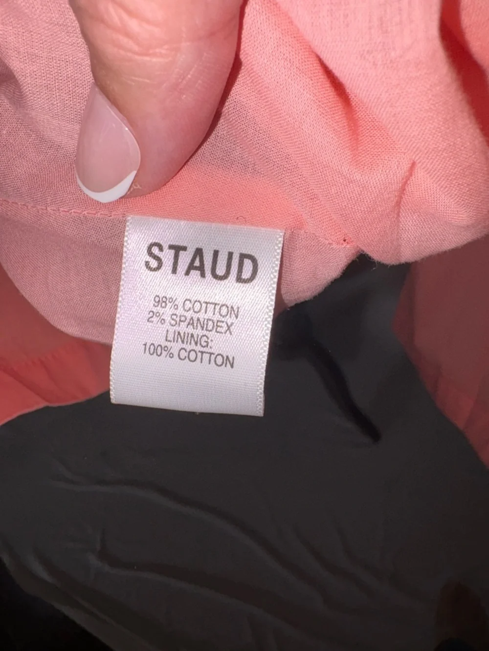 STAUD Elio Off-Shoulder Button Front Mini Dress in Pink Grapefruit Size 12 - Picture 7 of 9